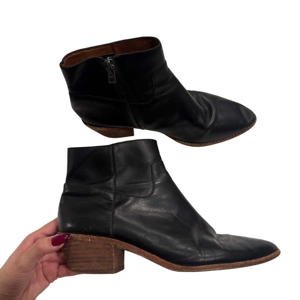 Madewell The Charley Ankle Boot Black Leather 8 1/2 Western Fall  Block Heel